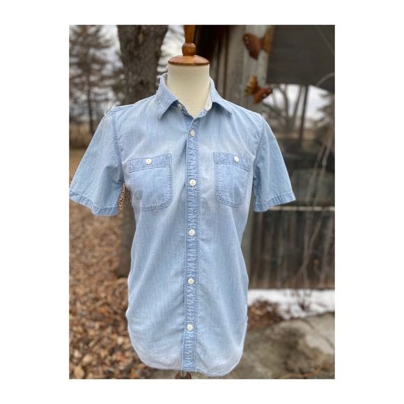 Gap Kids Chambray Button Down Shirt Short Sleeve - Picture 1 of 12
